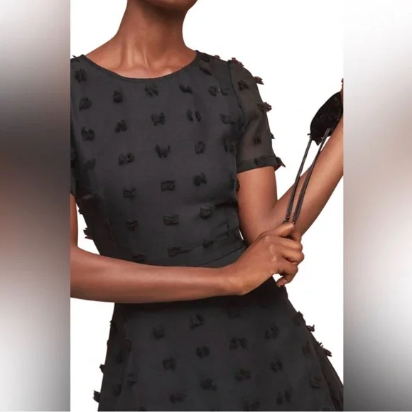 Anthropologie Sunday in Brooklyn Glenda Pom Swiss Dot A-line Black Dress - Picture 5 of 15